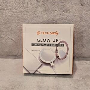Tech Candy Glow Up Lumi Compact Power Bank Rose Gold 3000mAh LED Mirror